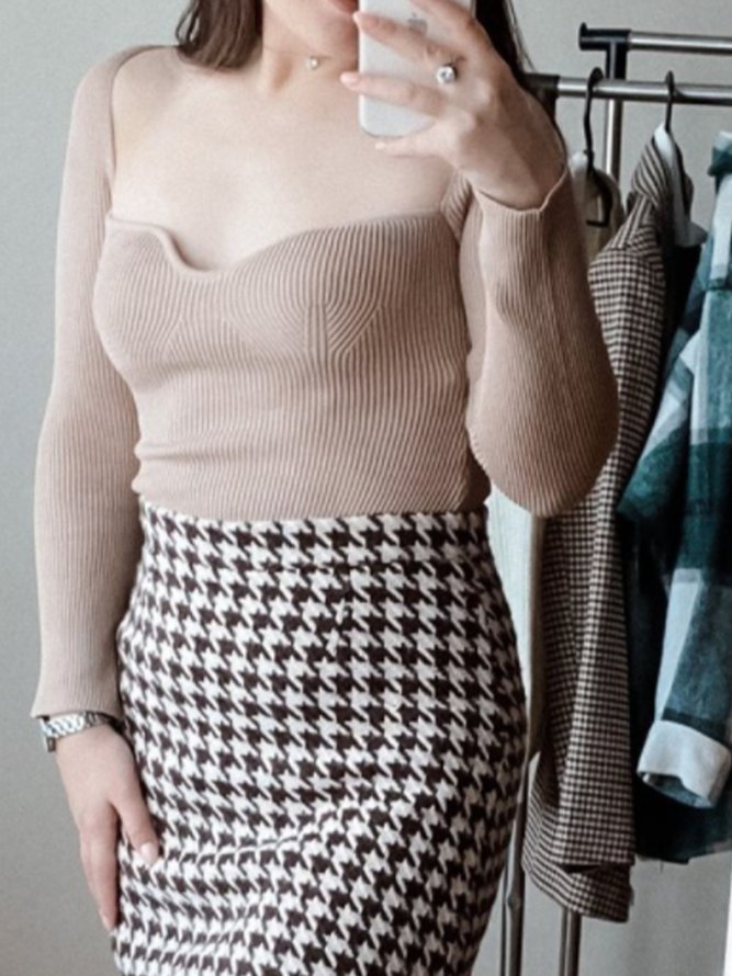 Herzförmiger Ausschnitt Eleganter Pullover