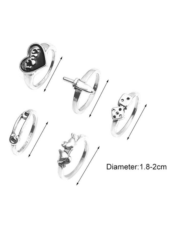 5-teiliges Ring Set mit Liebe Papier Clip