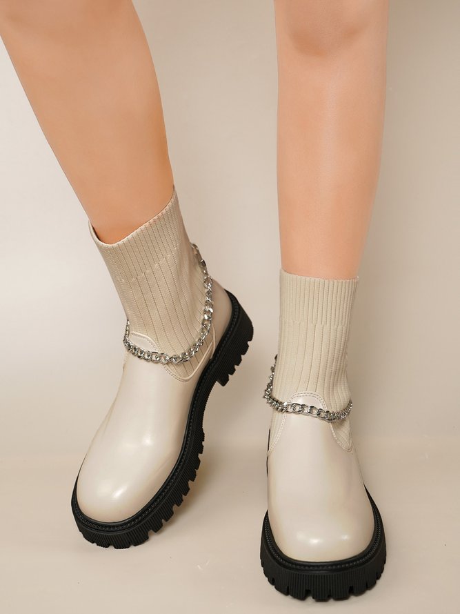 Einfach Kette Perle Socken Stiefelette