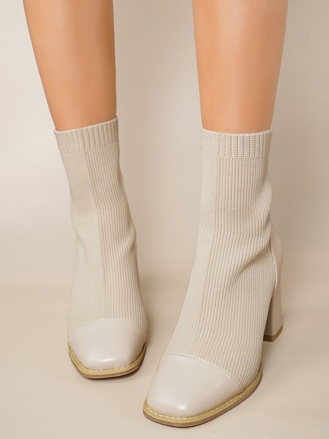 Einfach Unifarben Patchwork Quadratisch Socke Stiefelette