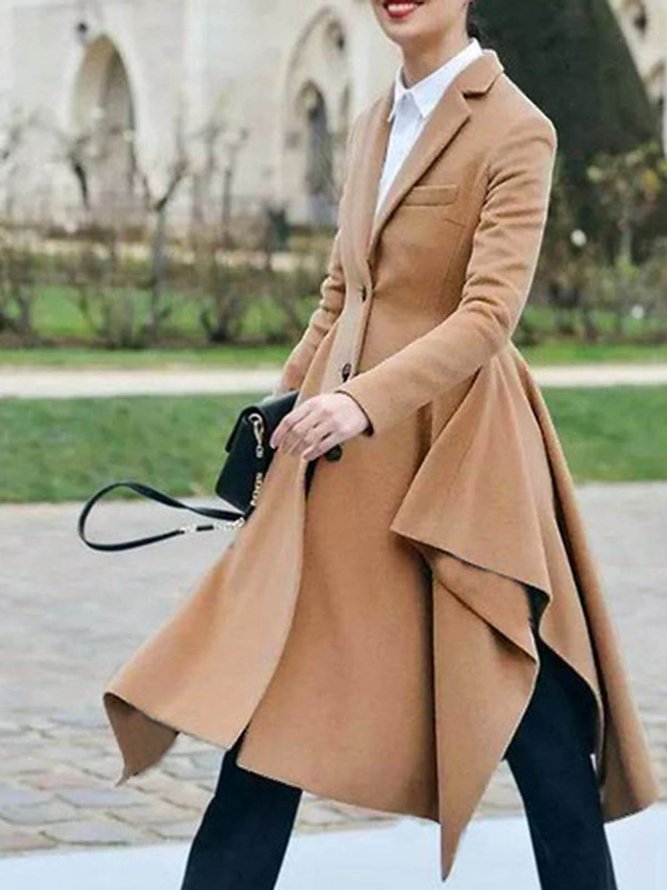 Flach Ausschnitt Mantel in Unifarben