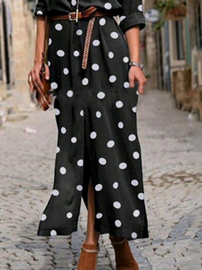 Regelmäßige Passform Einfach Polka Dots Kleid