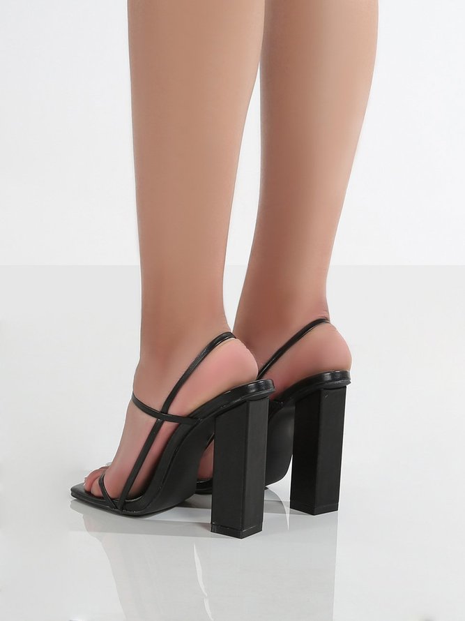 Elegant Unifarben Quadratisch Hoher Absatz Sandale