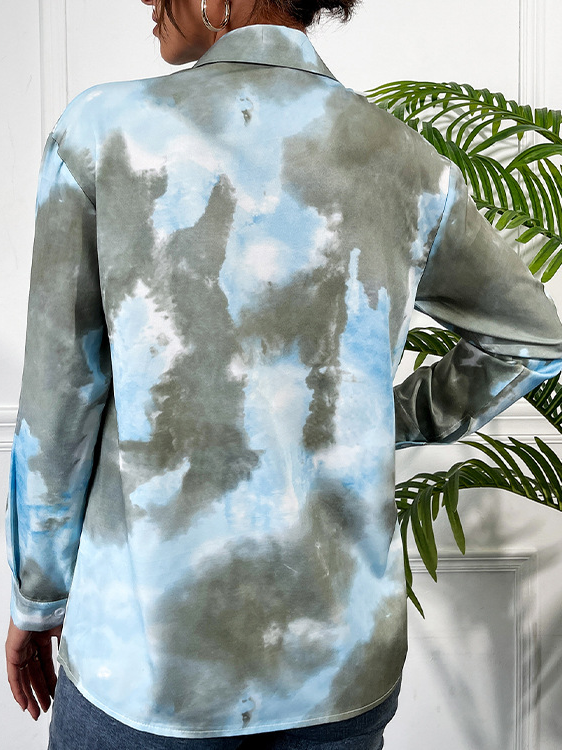 Hemdkragen Regelmäßige Passform Batik Bluse