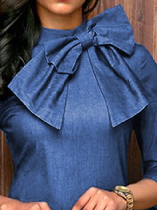 Elegant Schleife Unifarben Regelmäßige Passform Kleid