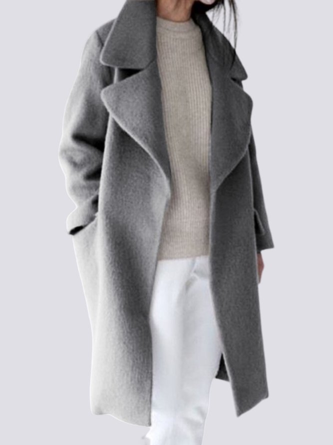 Flach Ausschnitt Lässig Unifarben Mantel
