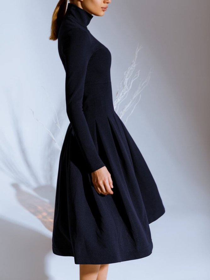 Rollkragen Elegant Unifarben Regelmäßige Passform Kleid