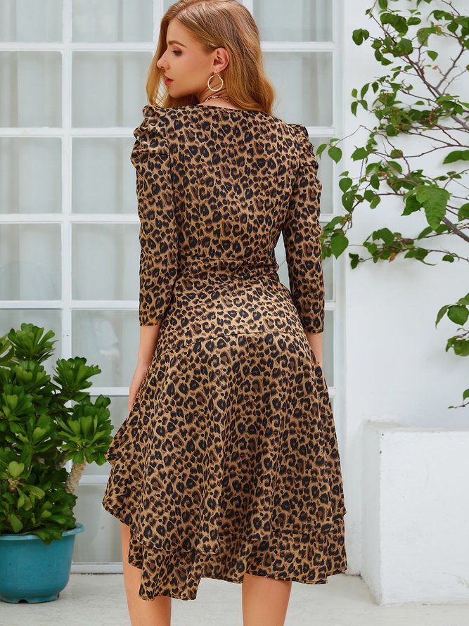 Sexy Leopard Kleider mit Rüschen
