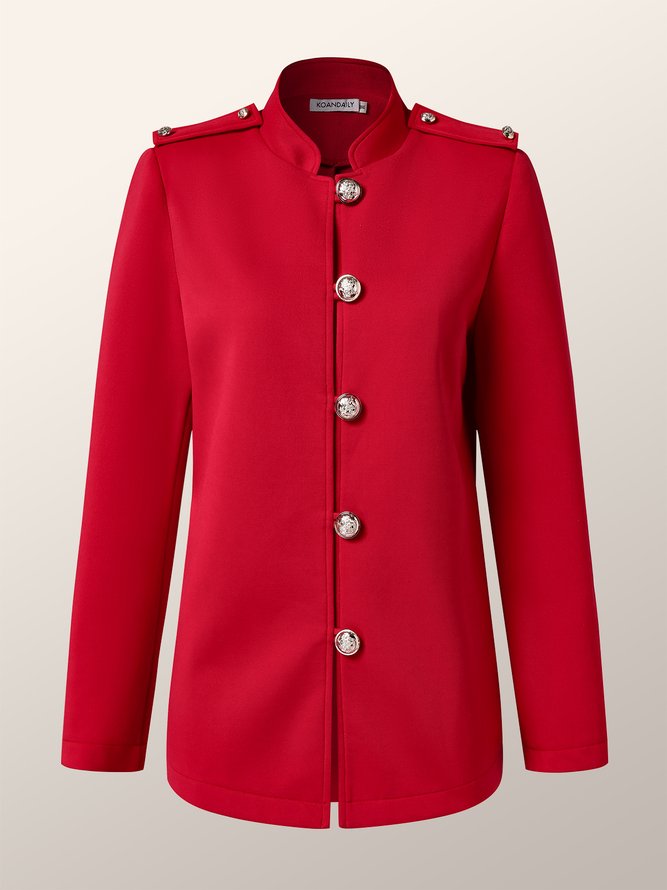 Retro Regelmäßige Passform Mantel in Unifarben