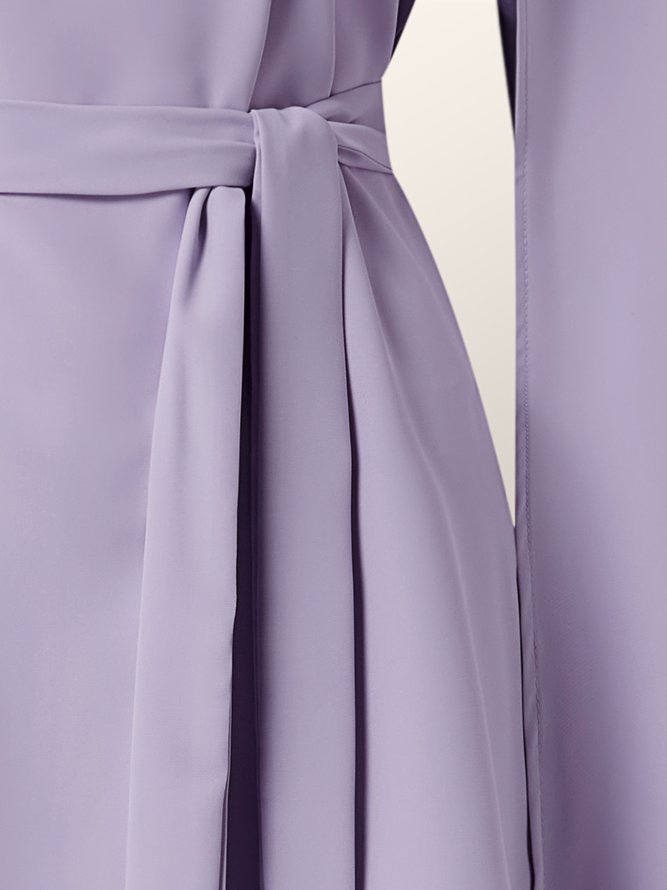 Frühling Langarm Unifarben Elegant Bluse mit Hose Arbeit Formal Set