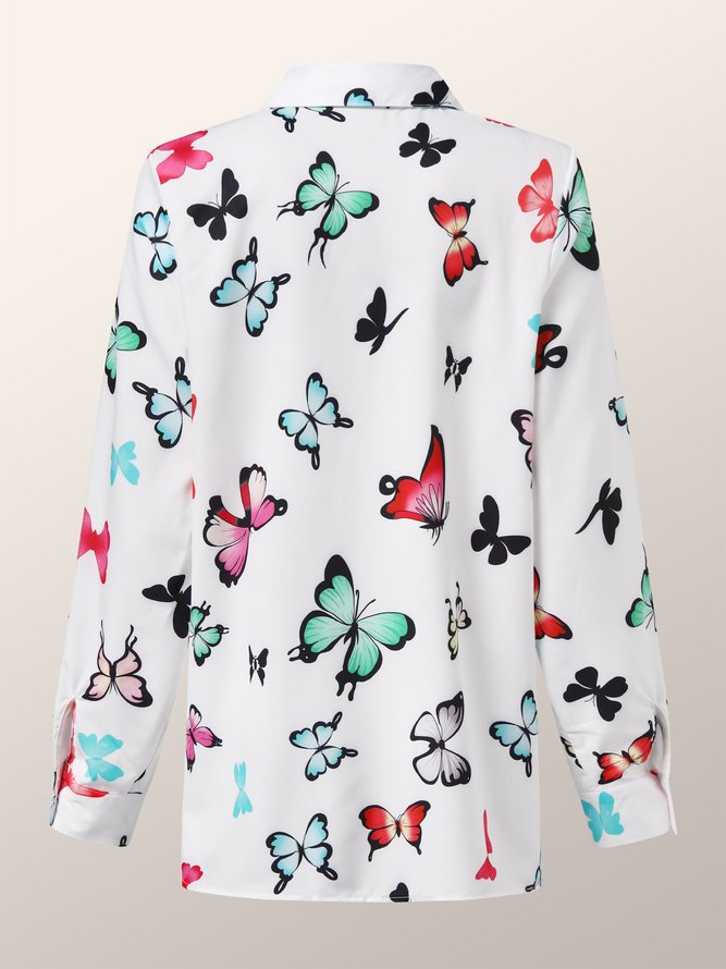 Urlaub Schmetterling Bluse mit Hemdkragen