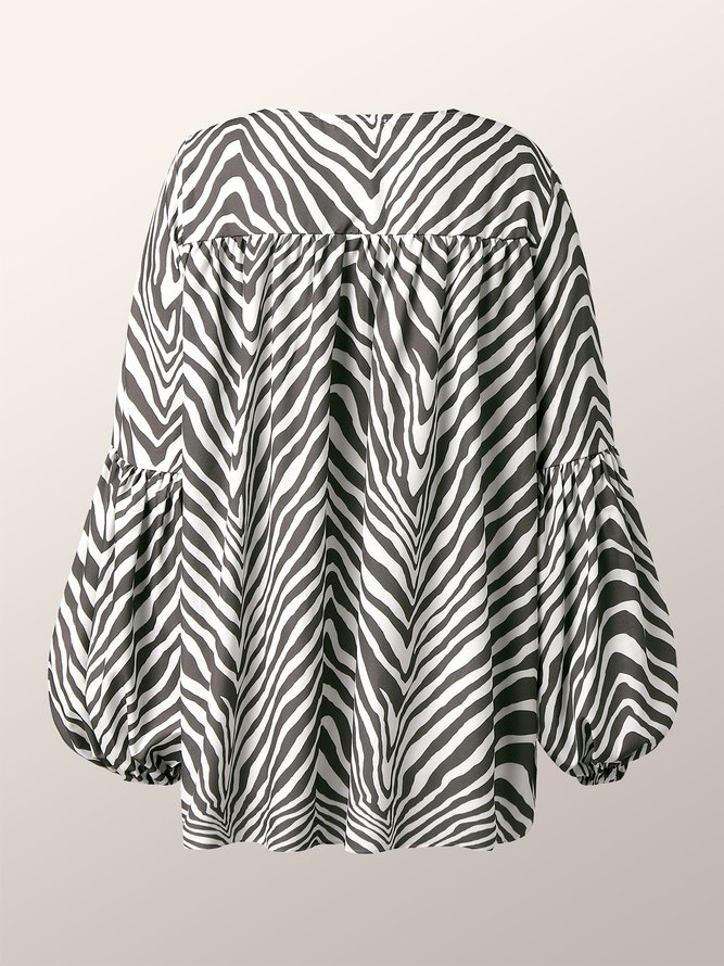 V-Ausschnitt Arbeit Zebra Langarm Blusen&Shirts