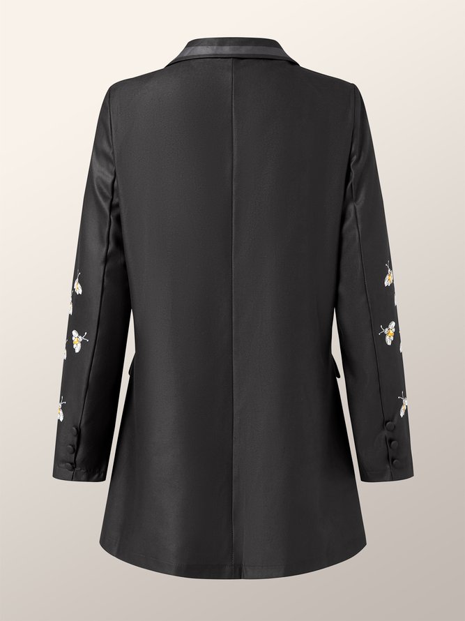 Elegant Langarm Regelmäßige Passform Revers Mantel