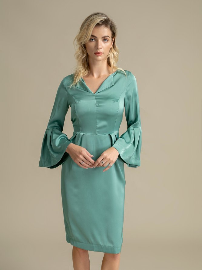 V-Ausschnitt Täglich 3/4 Ärmel Normal Elegant Kleid