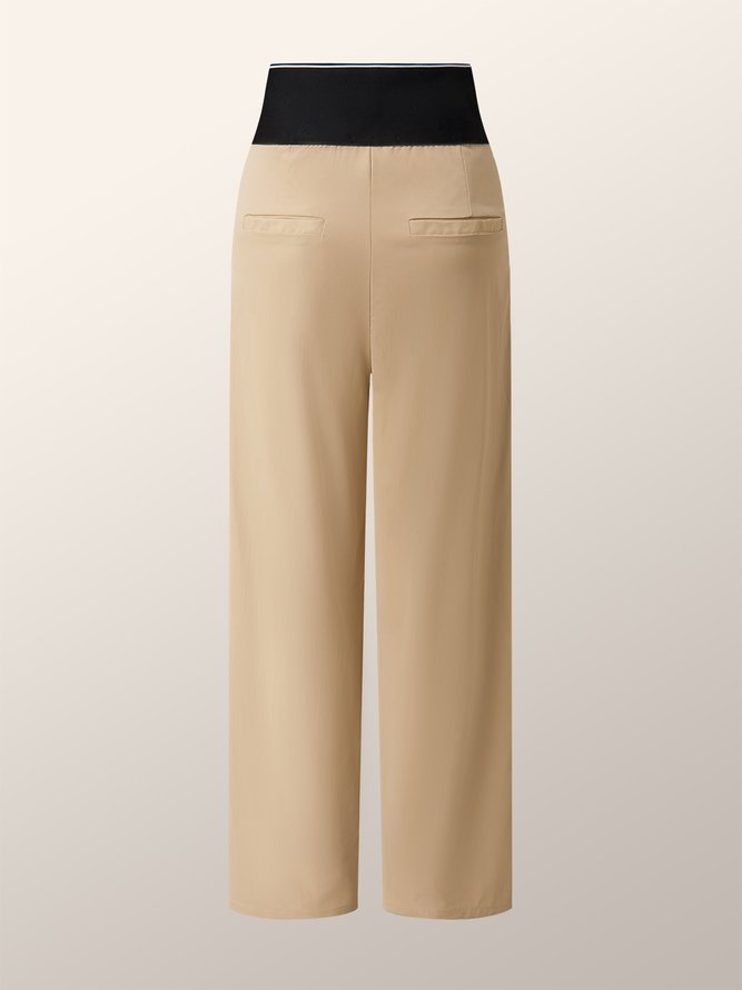 Farbblock Regelmäßige Passform Patchwork Elastisch Taille Hosen