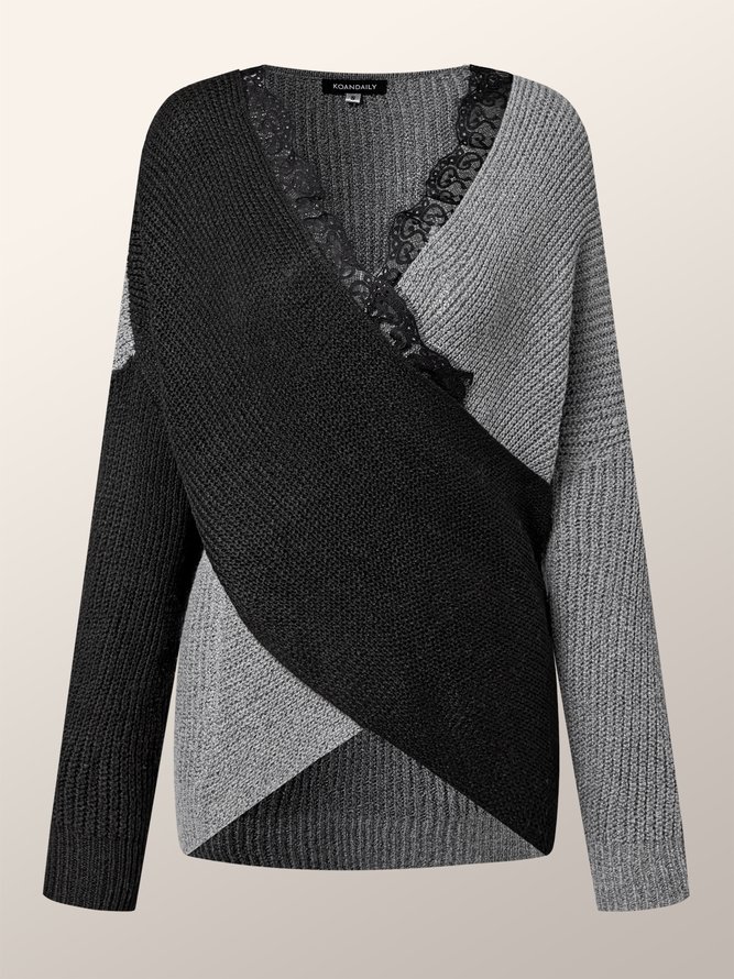 Regelmäßige Passform Pullover mit Langarm in Unifarben