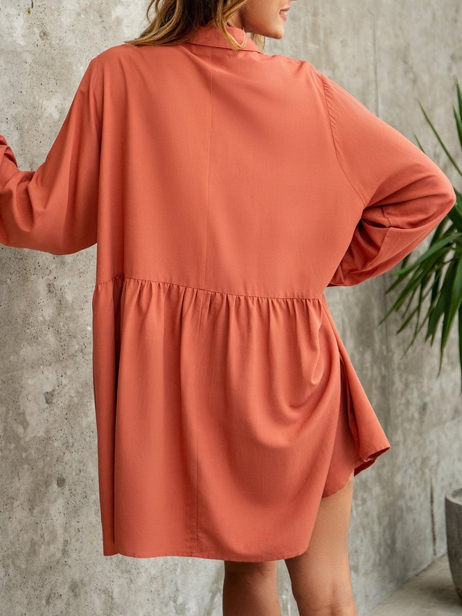 Orange Langarm Normal Kleider