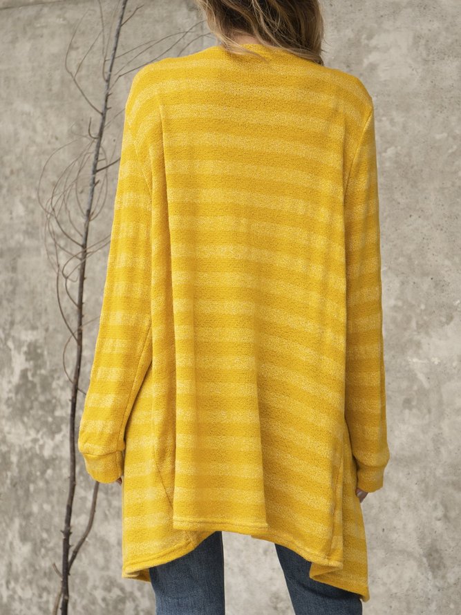 Gelb Unifarben Baumwollmischung Langarm Paneeliert Mantel