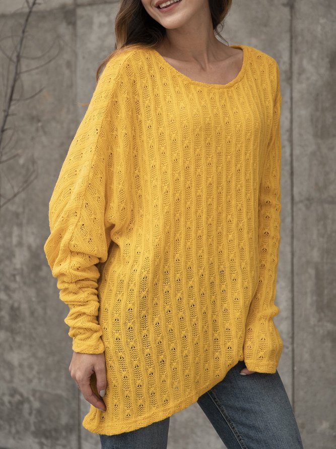 Gelb Unifarben Lässig Baumwollmischung Shirts & Blusen&Shirts