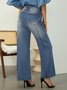 Täglich Denim Regelmäßige Passform Unifarben Lässig Jeans