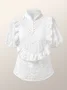 Unifarben Stehkragen Elegant Regelmäßige Passform Bluse