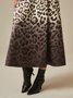 Leopard  Print Urban Regelmäßige Passform Taschen Rundhals Kleid