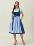 Elegant Samt V-Ausschnitt Kurzarm Spitze Dirndl Kleid drei St.