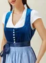 Elegant Samt V-Ausschnitt Kurzarm Spitze Dirndl Kleid drei St.