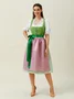 Elegant V-Ausschnitt Schnürung Farbblock Dirndl Kleid drei St.