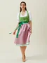 Elegant V-Ausschnitt Schnürung Farbblock Dirndl Kleid drei St.