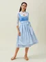 Elegant Samt Spitze Geblümt Dirndl Kleid drei St.