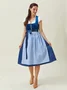 Elegant Samt V-Ausschnitt Kurzarm Spitze Dirndl Kleid drei St.