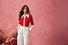 Puffärmel Farbblock Elegant Pullover Bluse