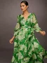 Urlaub Geblümt Print V-Ausschnitt Maxikleid