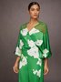 Elegant Geblümt Print V-Ausschnitt Raglanärmel Bluse