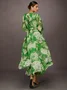 Urlaub Geblümt Print V-Ausschnitt Maxikleid