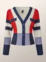 Urban Farbblock V-Ausschnitt Jacke