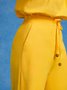 Lässig Unifarben Taschennähen Gerade Hosen Hose