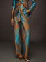Elegant Zufälliger Druck Hose mit Weitem Bein