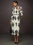 Elegant Ethnisch Geometrie Print  Maxikleid
