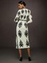 Elegant Ethnisch Geometrie Print  Maxikleid