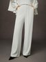 Elegant Unifarben Hose mit Weitem Bein Fashion Hose