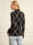 Damen Gestreift Einfach Herbst Acryl Normal Hoch Elastizität Pullover Regelmäßig H-Linie Pullover