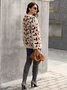 V-Ausschnitt Langarm Pullover mit Leopard Print