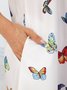 V-Ausschnitt Ärmelloses Maxikleid mit Schmetterling