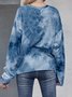Blau Baumwollmischung Langarm Rundhals Blusen & Shirts