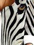 Baumwolle Leinen Zebra Print Weit Langarm Bluse