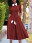 Unifarben Hemdkragen Farbblock Elegant Kleid