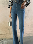 Winter Hohe Taille Einfach Regelmäßige Passform Täglich Reißverschluss Jeans