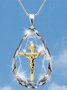 Kristall Religiös Kreuz Jesus Halskette
